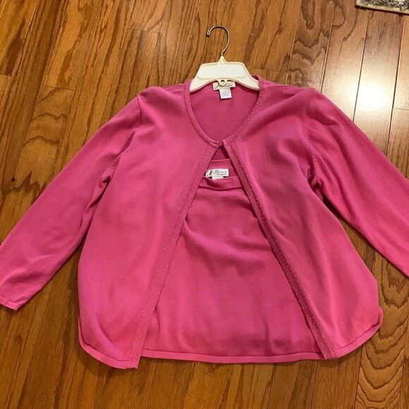 J. Marco Size Large two piece top pink with sequins - Picture 1 of 8